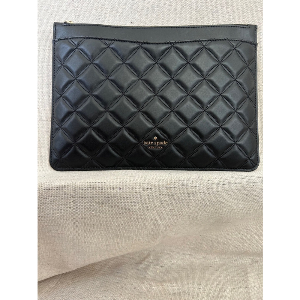 NWT Kate spade quilted pouch/clutch black